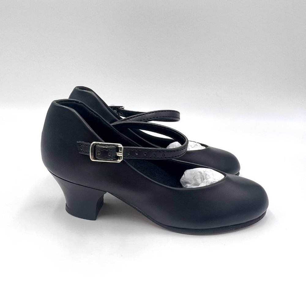 Capezio Jr. Footlight 550 550X Black Character Dance Shoes Little Girls 12.5